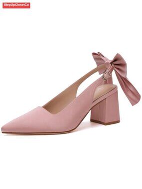 Women's Slingback Block Heels Pointed Toe Chunky Heels Office Work Pumps